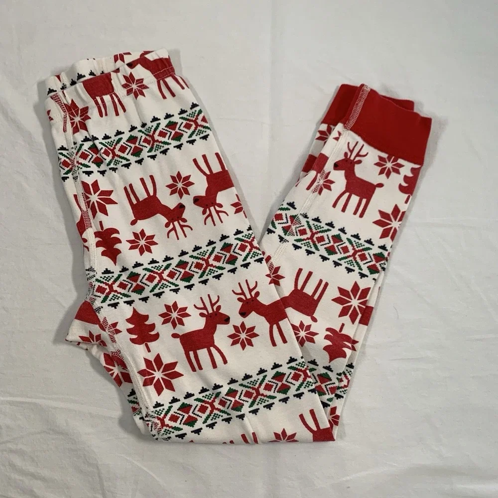 Hanna Andersson Size 8 130cm Organic Cotton Fair‎ Isle Christmas Reindeer Pants
